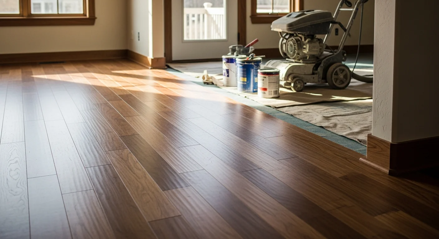 Hardwood flooring installation in residential home